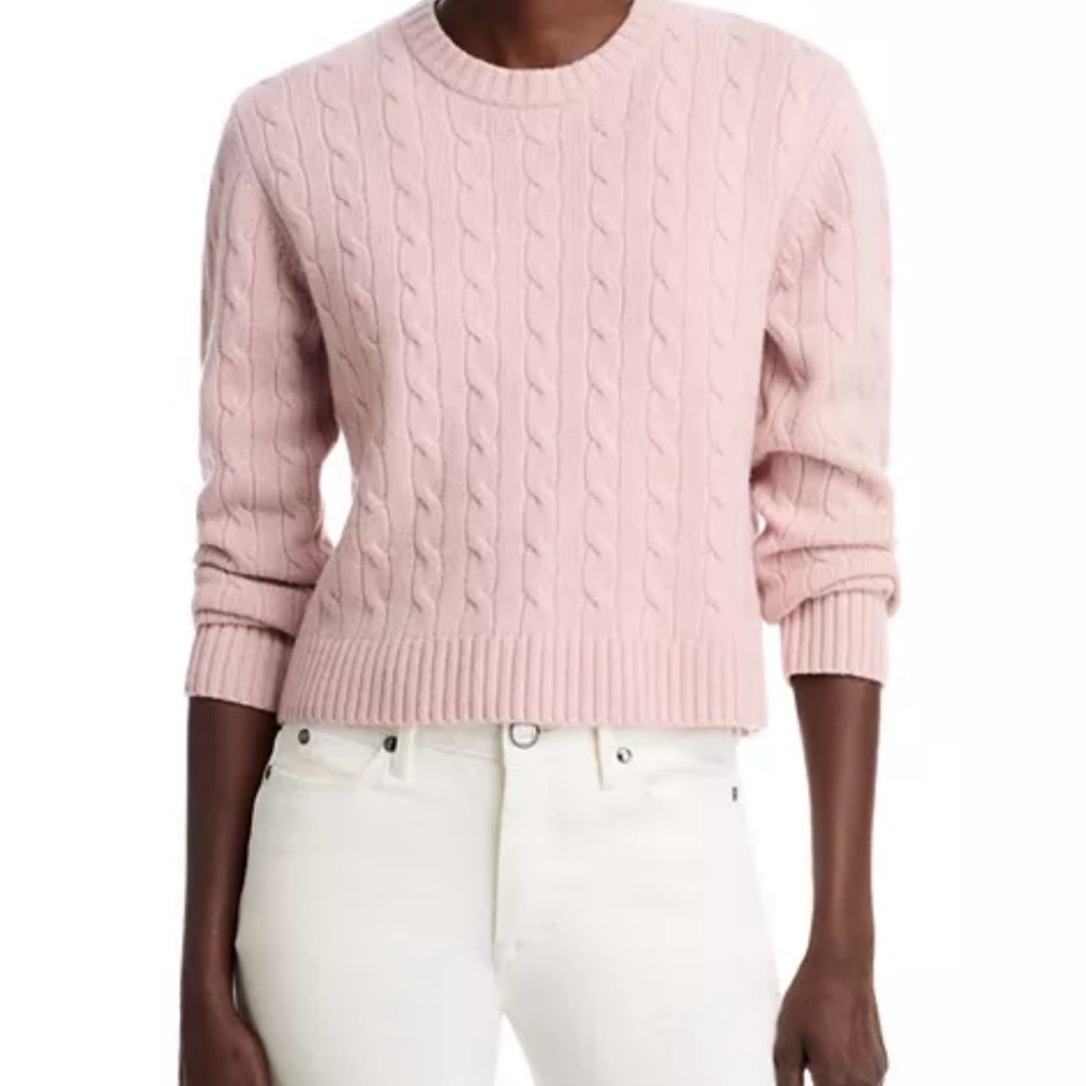 LESÉT Zoe Cable Knit Wool Cashmere Pink Sweater XS Fisherman Coquette Luxury